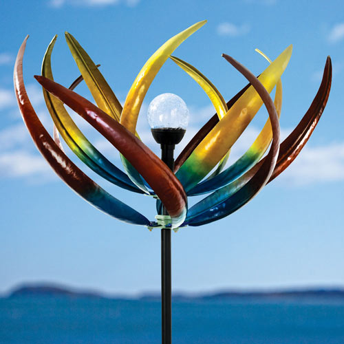 Solar Multi-Colour Tulip Wind Spinner