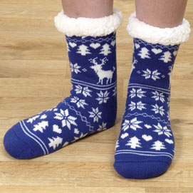 Blue Nordic Slipper Socks