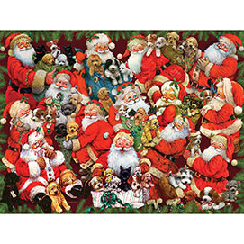 Happy Santas With Puppies 500 Piece Jigsaw Puzzle