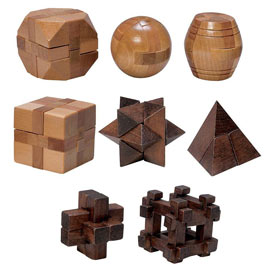 Set of All 8: Natural Wood Puzzles and Dark Wood Puzzles