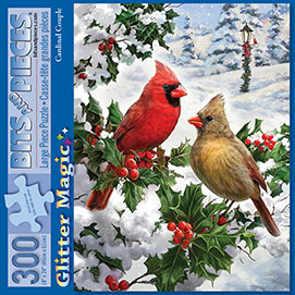 Cardinal Couple 300 Large Piece Glitter Effect Jigsaw Puzzle