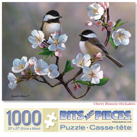 Cherry Blossom Chickadees 1000 Piece Jigsaw Puzzle