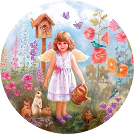 Gardening Angel 500 Piece Round Jigsaw Puzzle