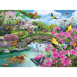 Crossing The Footbridge 300 Large Piece Jigsaw Puzzle