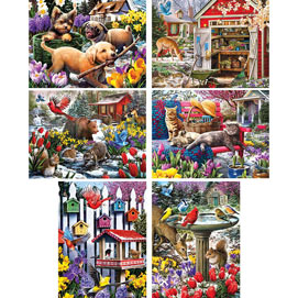 Set of 6: Larry Jones 300 Large Piece Jigsaw Puzzles