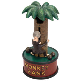 Monkey Up A Tree Mechanical Bank
