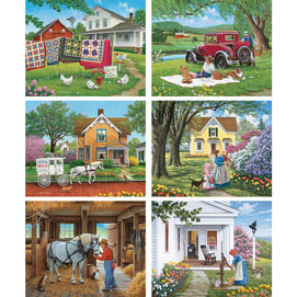 Set of 6: John Sloane 300 Large Piece Jigsaw Puzzles