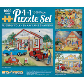 Friendly Folk 4-in-1 Multi-Pack 1000 Piece Puzzle Set