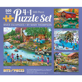 River Escapades 4-in-1 Multi-Pack 500 Piece Puzzle Set