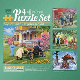 Bits and Pieces-500 Piece Puzzle-Peonies Pump-by Artist Jane Maday