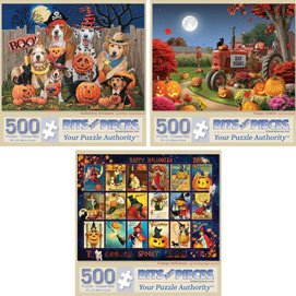 Set of 3 Preboxed: Halloween 500 Piece Jigsaw Puzzles