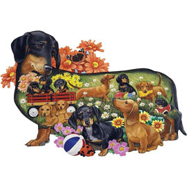 Delightful Dachshunds 300 Large Piece Shaped Jigsaw Puzzle
