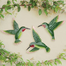 Set of 3: Hummingbird Garden Art