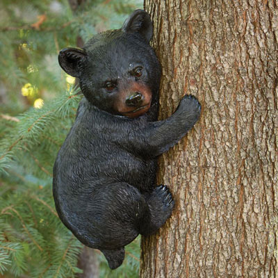 Bear Cub Up A Tree Sculpture