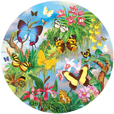 South American Butterflies 500 Piece Round Jigsaw Puzzle