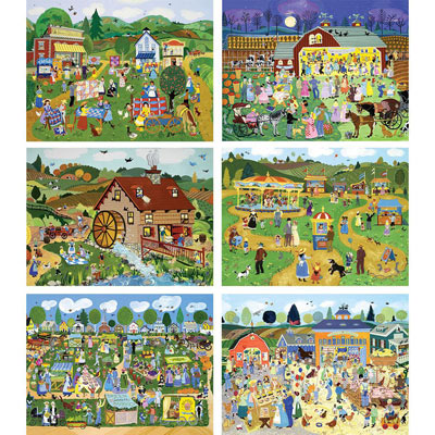 Set of 6 : Country Charm 500 Piece Jigsaw Puzzles