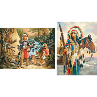 Set of 2: Native American 300 Large Piece Jigsaw Puzzles