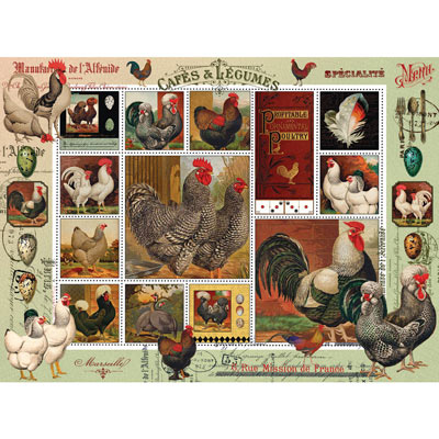 Fancy Rooster Quilt 1000 Piece Jigsaw Puzzle