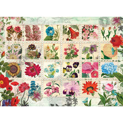 Flower Stamps Quilt 500 Piece Jigsaw Puzzle