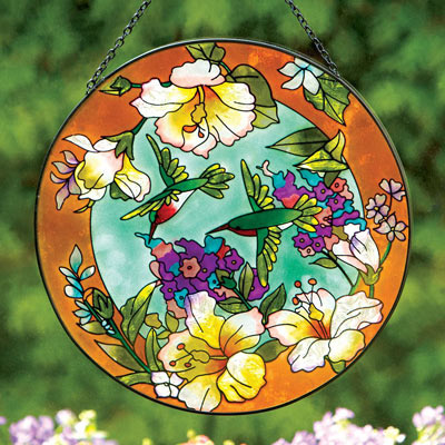 Hummingbird Art Glass Suncatcher