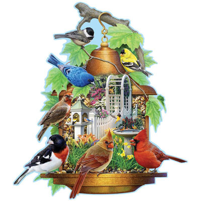 Song Bird Feeder 300 Large Piece Shaped Jigsaw Puzzle