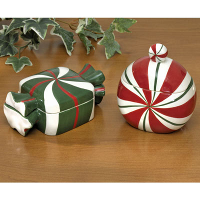 Set of Two: Candy & Peppermint Keepsake Boxes