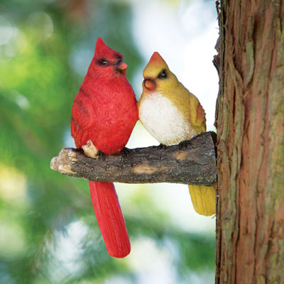 Cardinal Pair Tree Sculpture