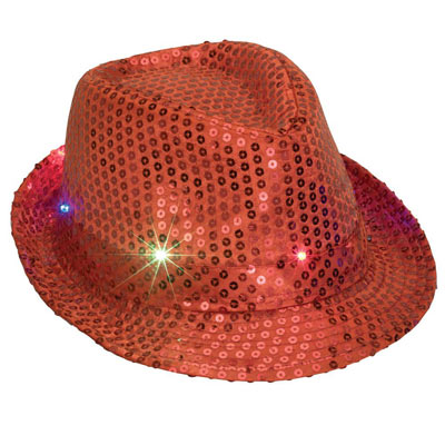 Red LED Flashing Sequin Hat