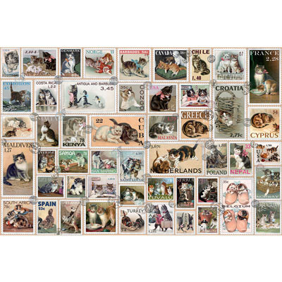 Cat Stamps Quilt 1000 Piece Giant Jigsaw Puzzle