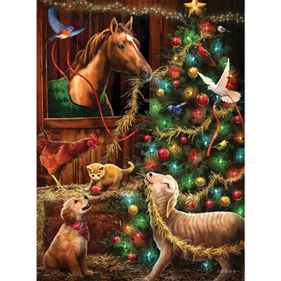 Christmas Barn 1000 Piece Glow-In-The Dark Jigsaw Puzzle