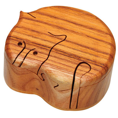 Wooden Cat Puzzle Box