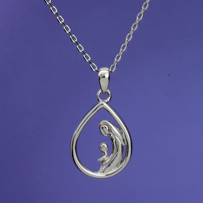 Mother & Child Sterling Pendant Necklace