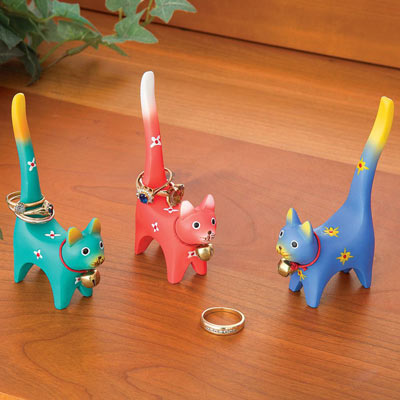 Three Colourful Cat Ring Holders
