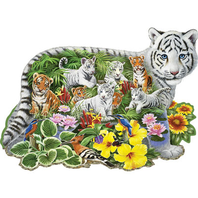 White Tiger Cub 750 Piece Shaped Jigsaw Puzzle