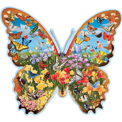 Hidden Butterfly Meadow 300 Large Piece Shaped Jigsaw Puzzle