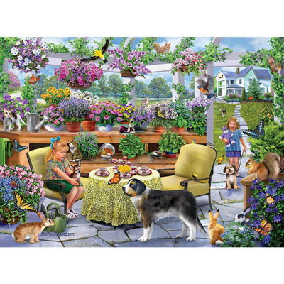 Greenhouse Tea Party 300 Large Piece Jigsaw Puzzle