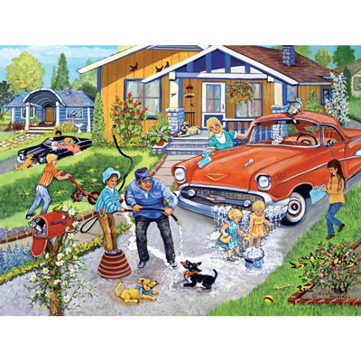 Family Car Wash 300 Large Piece Jigsaw Puzzle