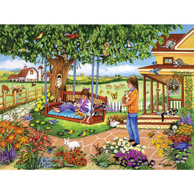 Kittens On The Swing 300 Large Piece Jigsaw Puzzle