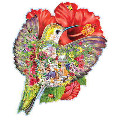Hummingbird Garden 300 Large Piece Shaped Jigsaw Puzzle