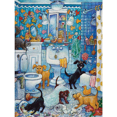 More Bathroom Pups 300 Large Piece Jigsaw Puzzle
