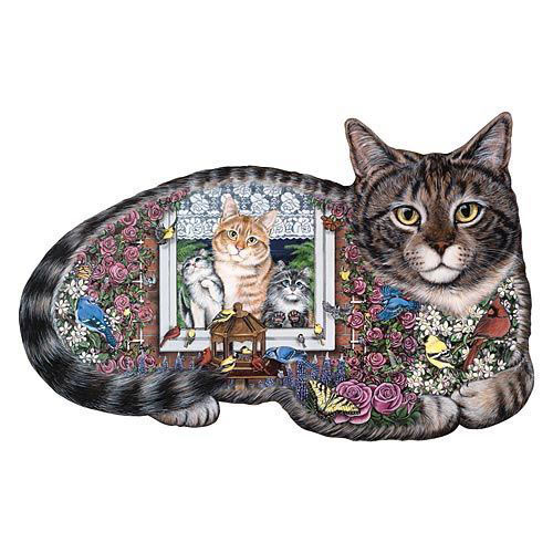 Window Cats 300 Large Piece Shaped Jigsaw Puzzle