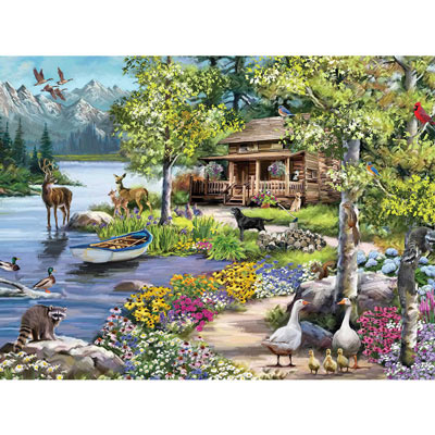 Cabin By The Lake 300 Large Piece Jigsaw Puzzle