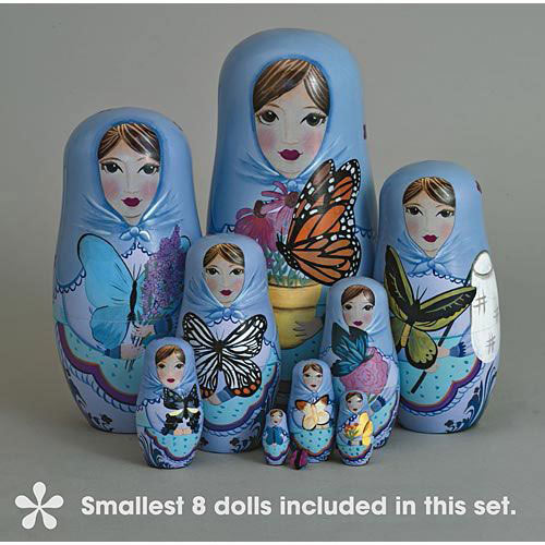 Beautiful Nesting Butterfly Ladies : Smallest 8 Dolls