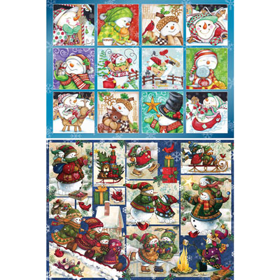 Set of 2: Snowman Quilt 1000 Piece Jigsaw Puzzles