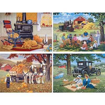 Simpler Times 4-in-1 300 Large Piece John Sloane Jigsaw Puzzle Set