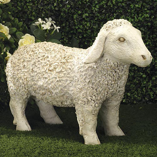 White Little Lamb Garden Sculpture