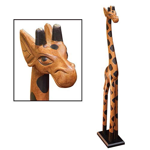 Designer Large Giraffe Wooden Statue