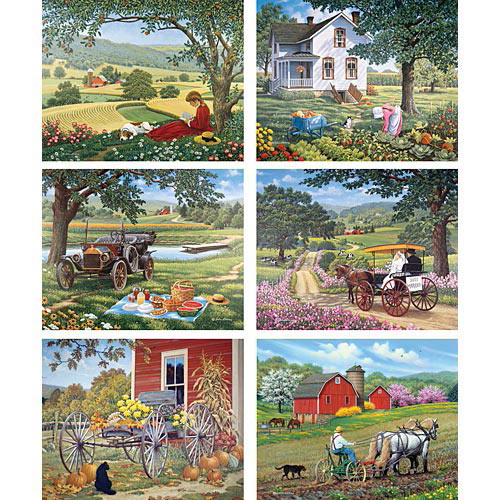 Set of 6: John Sloane Country Series 500 Piece Jigsaw Puzzles