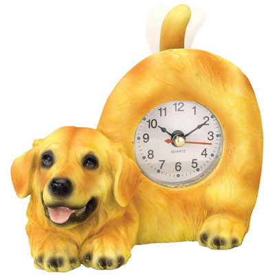 Tail Wagging Golden Retriever Clock