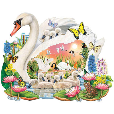 Mother Swan 300 Large Piece Shaped Jigsaw Puzzle